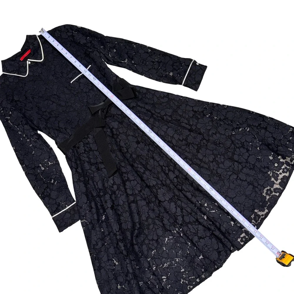 CH Carolina Herrera Floral Lace Peter Pan Collar Dress Women 10 Black Luxury - Picture 14 of 16